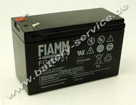 Fiamm FG20721 - wartungsfreier Bleiakku AGM - 12V 7,2Ah - Anschluss 4,8mm - mit VdS-Nr.