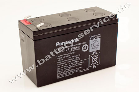 Panasonic LC-R127R2PG1 - wartungsfreier Bleiakku - 12V 7,2Ah - Anschluss 6,3mm - mit VdS-Nr. -