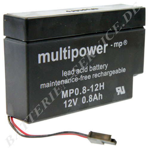Multipower MP08-12H - 12V 0,8Ah - m. Kabel und Buchse Heim & Haus