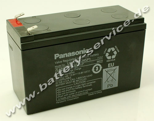 Panasonic UP-VW1245P1 - wartungsfreier Bleiakku AGM - 12V 7,8Ah/C20 - Anschluss 6,3mm - Hochstrom